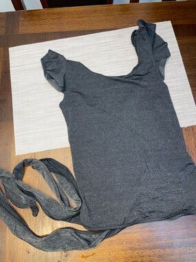 Mia Joy Wrap Tank Top Size 12 Gray Tie Waist Stretch Sleeveless Blouse